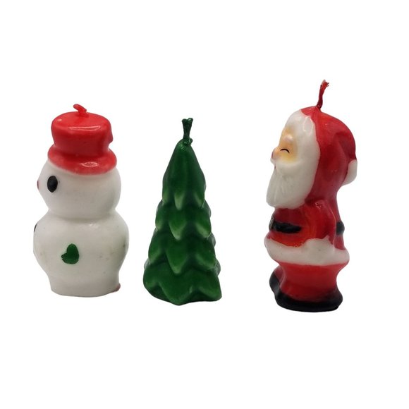 Vintage Christmas Candle Set Colonial Candles Santa Claus Snowman Christmas Tree - Picture 8 of 9